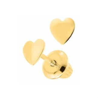 14K Yellow Gold Big Heart Screw Back Earrings